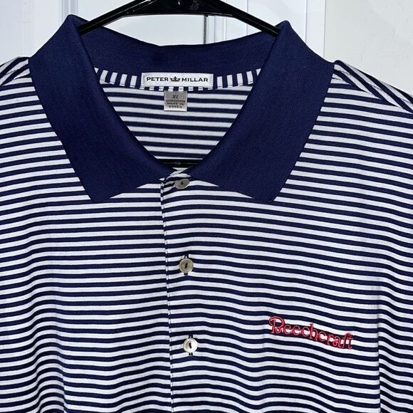 Peter Millar Beechcraft Airplane Aircraft Pilot Tennis Golf Polo Shirt XL Blue - Picture 1 of 6